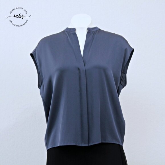 Vince Silk Blend Sleeveless Button Down High Low Blouse Purple Blue Women S - Picture 5 of 10